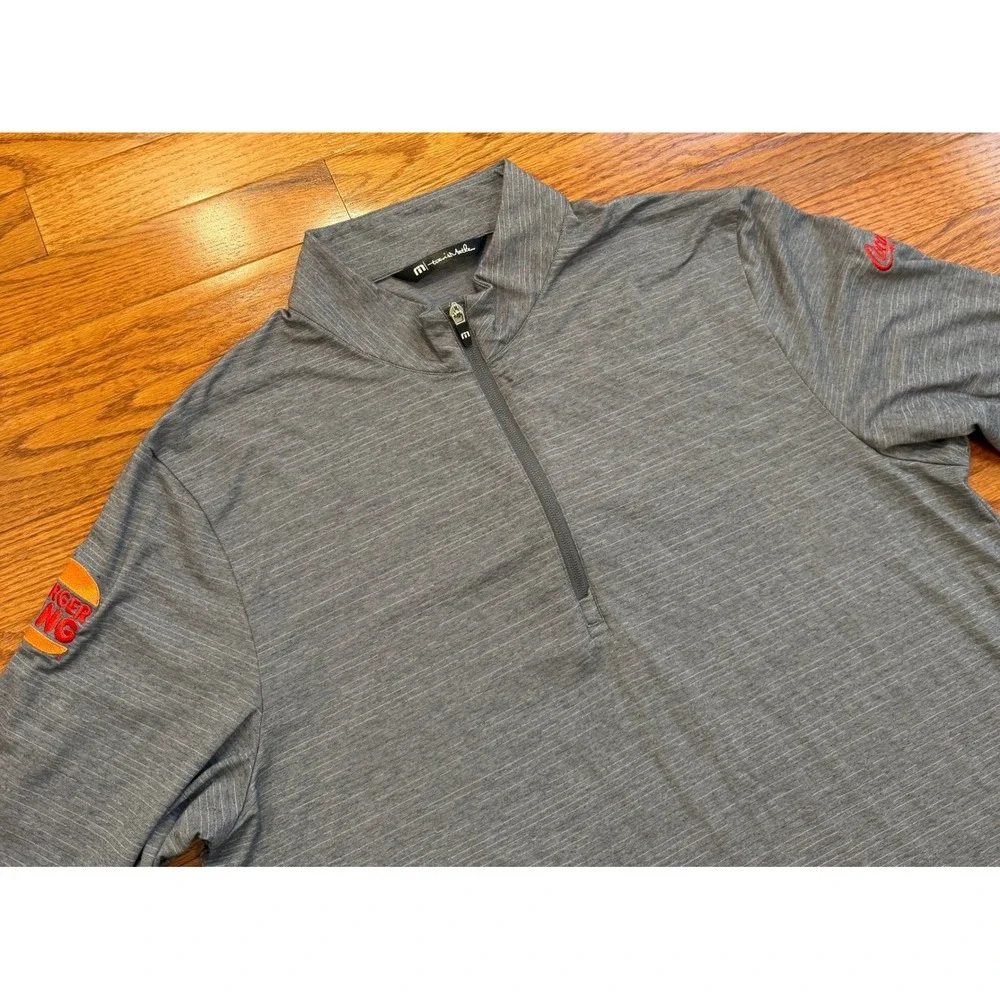 Travis Mathew 1/4 Zip Pullover Mens Large Golf Gray Burger King Coca-Cola Logos